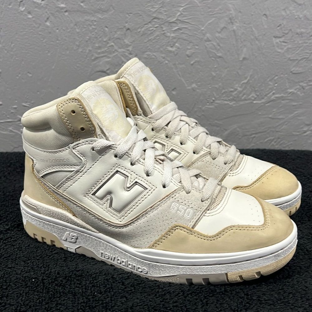 🔥 New Balance 650R‎ Beige Macadamia High Top Sneaker Trainer  Men 8 / Women 9.5